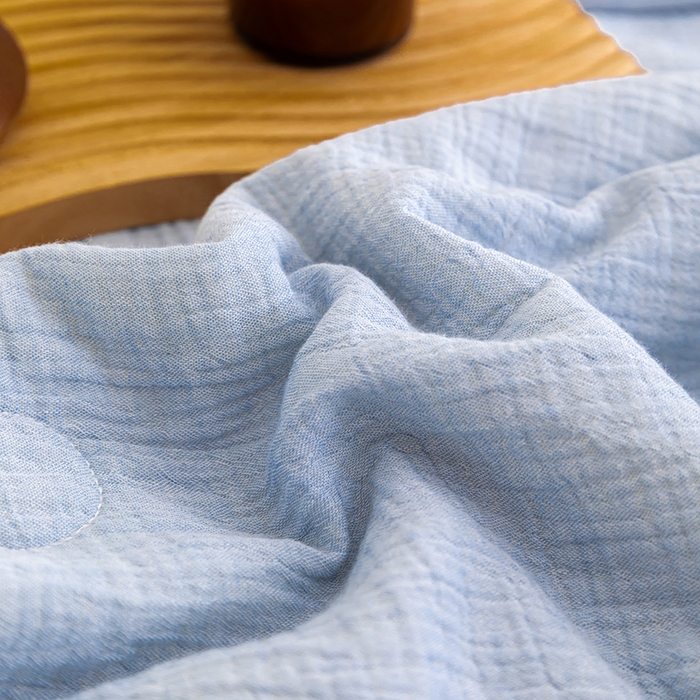 91家纺网 家纺一手货源 找家纺 吾诺 2025 纯色全棉泡泡双层纱夏被大豆夏被子被芯夏被四件套夏凉被空调被 烟灰兰