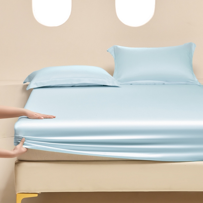 91家纺网 家纺一手货源 找家纺 （总）涵宸家纺 2025新款天丝-天丝棉-纯色单床笠-场景2