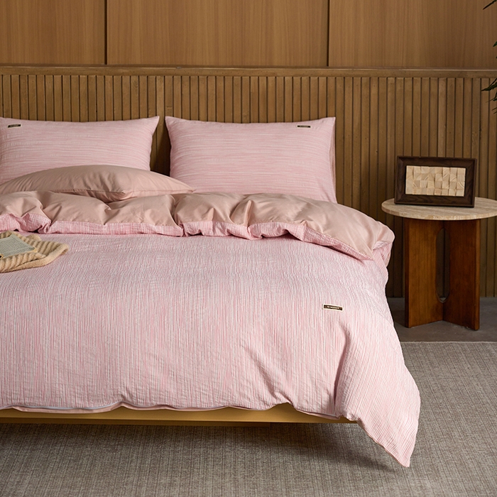 91家纺网 家纺一手货源 找家纺 安莱生活 2025 全棉立体色织提花四件套 摩卡粉