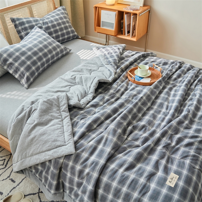 91家纺网 家纺一手货源 找家纺 2025新款A类纯棉水洗棉色织棉花夏被四件套全棉空调被夏凉被 优卡生活