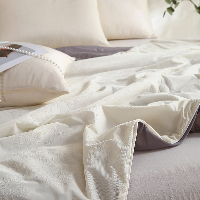 91家纺网 家纺一手货源 找家纺 品乐家纺 2025新款凉感A类可水洗抗菌冰冰被夏被夏凉被空调被被子被芯 冰冰被米纹+灰