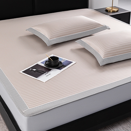 91家纺网 家纺一手货源 找家纺 （总）小牛席业 2025新款新款无印风纯色凉感冰丝席系列-床笠款PE凉席藤席冰藤席冰丝席竹席空调席草席乳胶席凉感豆豆席