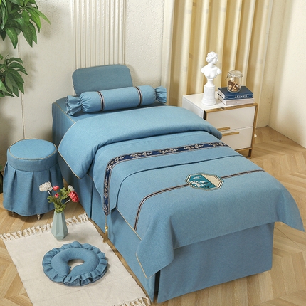 91家纺网 家纺一手货源 找家纺 （总）芙怡 2025春夏新款8023款棉麻绒贴花美 容床罩-花漾系列