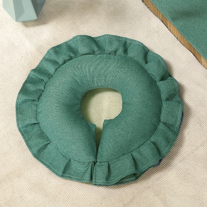 91家纺网 家纺一手货源 找家纺 芙怡 2025春夏新款8023款棉麻绒美 容床罩-花颜系列 花颜-墨绿