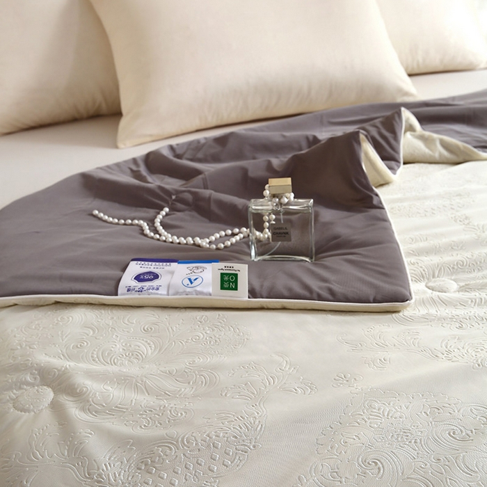 91家纺网 家纺一手货源 找家纺 品乐家纺 2025新款凉感A类可水洗抗菌冰冰被夏被夏凉被空调被被子被芯 冰冰被米纹+灰