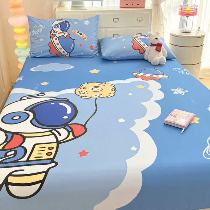 91家纺网 家纺一手货源 找家纺 金爱家2025新款全棉大版印花单品系列-纯棉太空人 单品-环游太空人