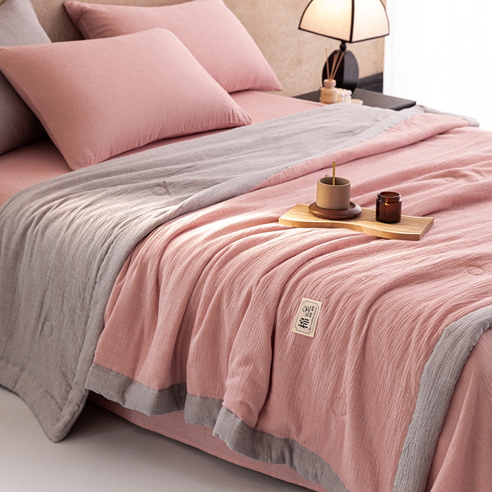 91家纺网 家纺一手货源 找家纺 （总）吾诺 2025 纯色全棉泡泡双层纱夏被大豆夏被子被芯夏被四件套夏凉被空调被