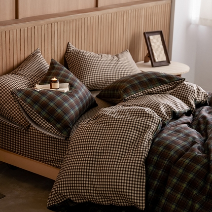 安莱生活 2025 全棉双层纱苏格兰格纹系列四件套 苏格兰彩格