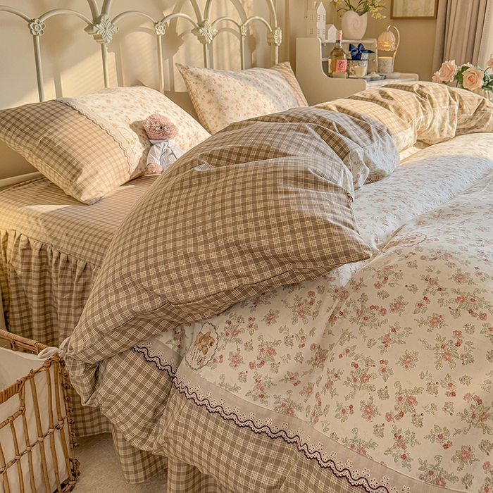 91家纺网 家纺一手货源 找家纺 安莱生活 2025 全棉小碎花刺绣花边款四件套 花香