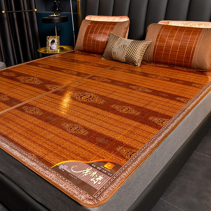 91家纺网 家纺一手货源 找家纺 苏迪凉席竹席2025新款竹席凉席冰丝席碳化双面印花藤草席 祥云