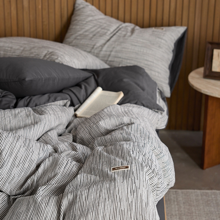 91家纺网 家纺一手货源 找家纺 安莱生活 2025 全棉立体色织提花四件套 摩卡黑