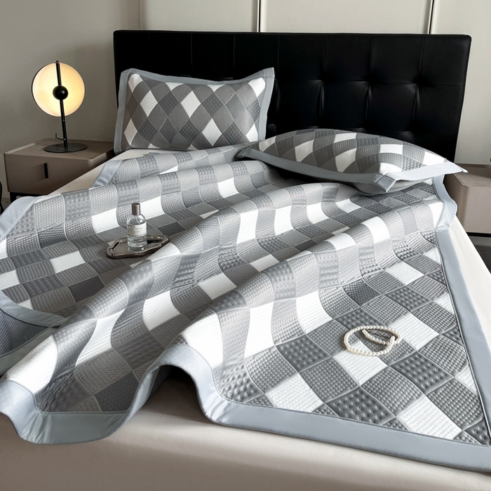 91家纺网 家纺一手货源 找家纺 慕尚家纺 2025新款泡泡大PE提花软席 小灰格