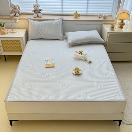 91家纺网 家纺一手货源 找家纺 （总）999家纺 2025新款冰块熊抗菌冰豆豆凉席三件套