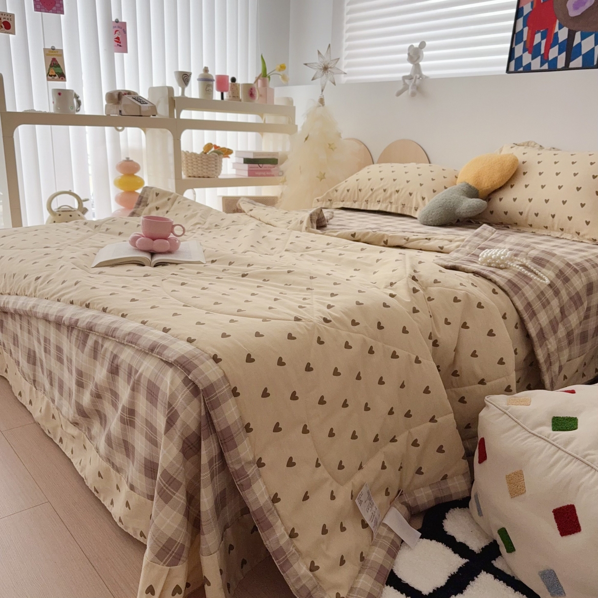 91家纺网 家纺一手货源 找家纺 于果 2025新款全棉纯棉夏被夏凉被空调被四件套 满心欢喜