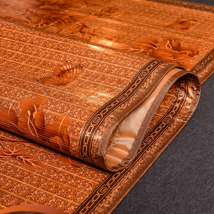 91家纺网 家纺一手货源 找家纺 苏迪凉席竹席2025新款竹席凉席冰丝席碳化双面印花藤草席 祥云