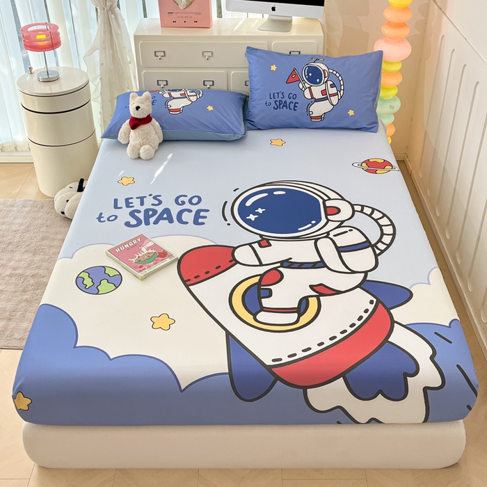 91家纺网 家纺一手货源 找家纺 金爱家2025新款全棉大版印花单品系列-纯棉太空人 单品-火箭太空人