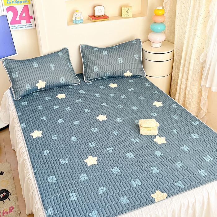 91家纺网 家纺一手货源 找家纺 川悦生活 2025新款小阪凉感丝印花凉席 星星睡了