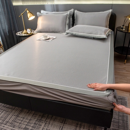 91家纺网 家纺一手货源 找家纺 （总）摩妮卡 2025新款碳光席床笠三件套可洗冰丝席