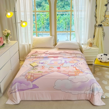 大世界被王 2025年新款大版印花卡通凉感丝夏被 音乐会-粉