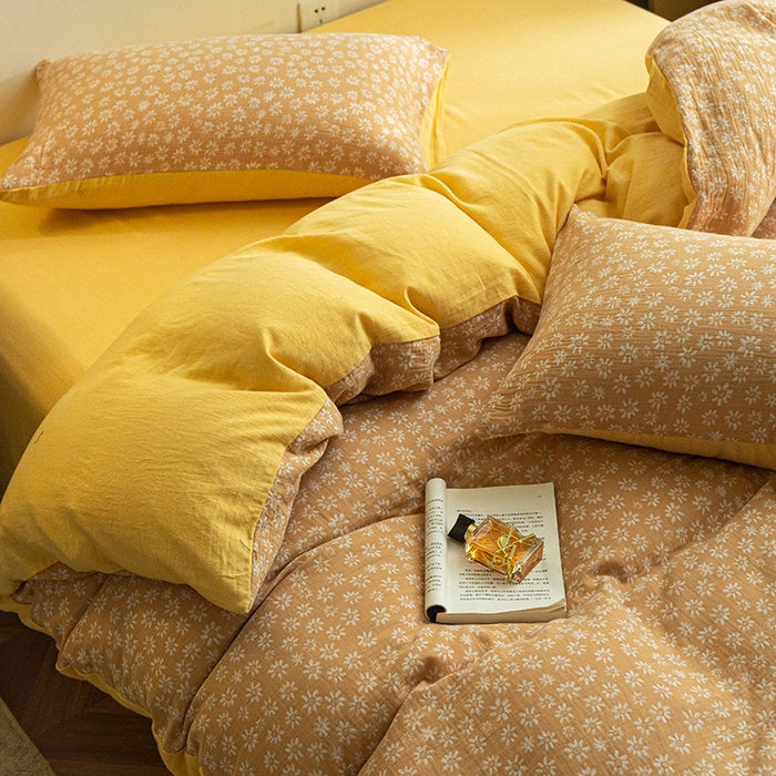 91家纺网 家纺一手货源 找家纺 2025新款A类全棉三层纱四件套 花开