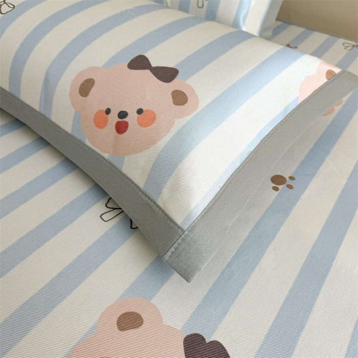 91家纺网 家纺一手货源 找家纺 雯豆2025夏季新品冰藤印花凉席三件套平铺绑带款冰丝凉席三件套 冰藤席-绑带款-熊先生