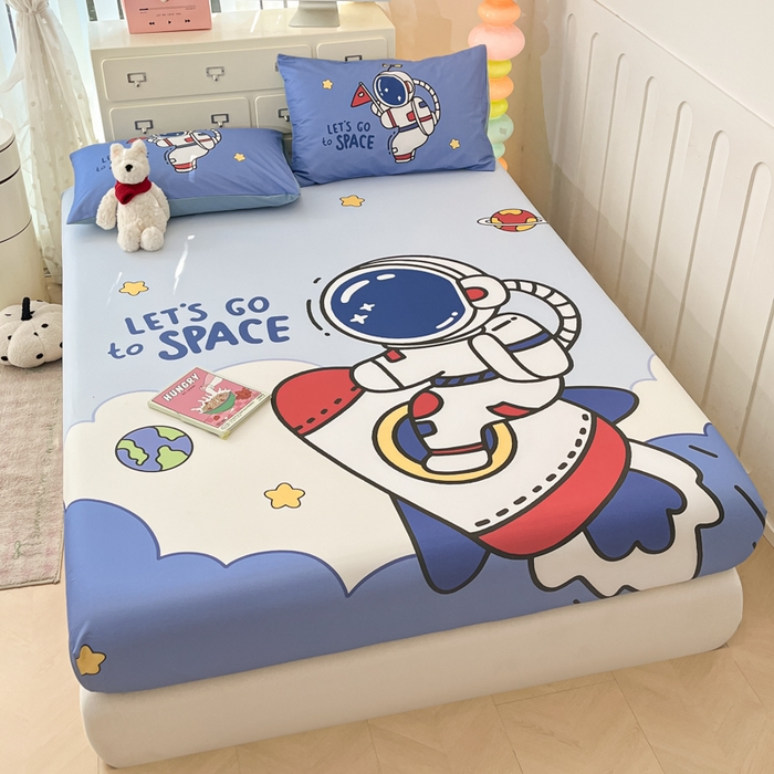 91家纺网 家纺一手货源 找家纺 金爱家2025新款全棉大版印花单品系列-纯棉太空人 单品-火箭太空人