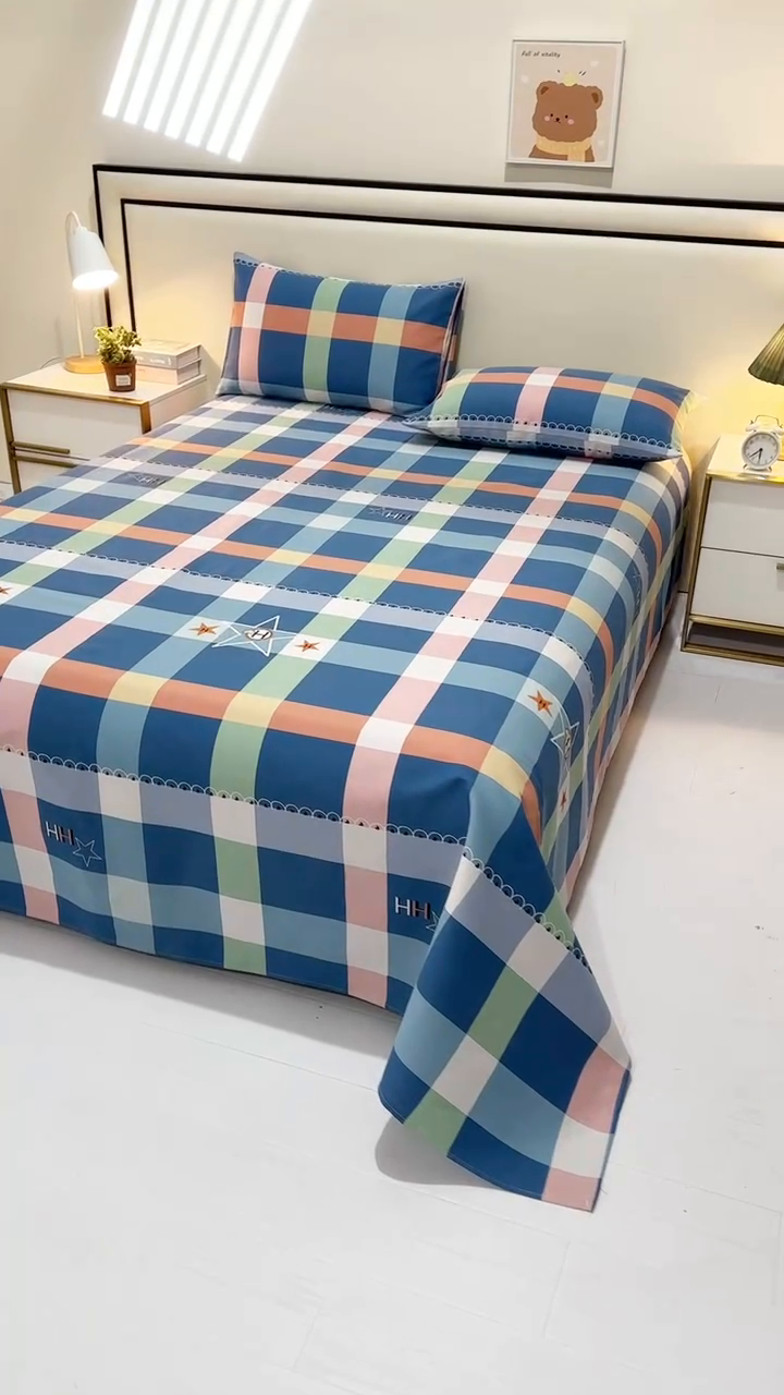 91家纺网 家纺一手货源 找家纺 望淮家纺 2025新款老粗布凉席床单三件套 星雅格