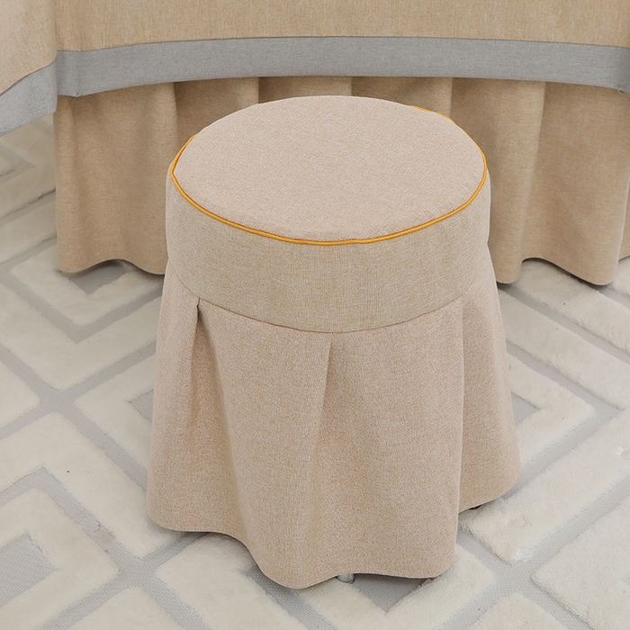 91家纺网 家纺一手货源 找家纺 芙怡 2025春夏新款8026款棉麻绒美容床罩四件套-山茶花系列 山茶花-米黄