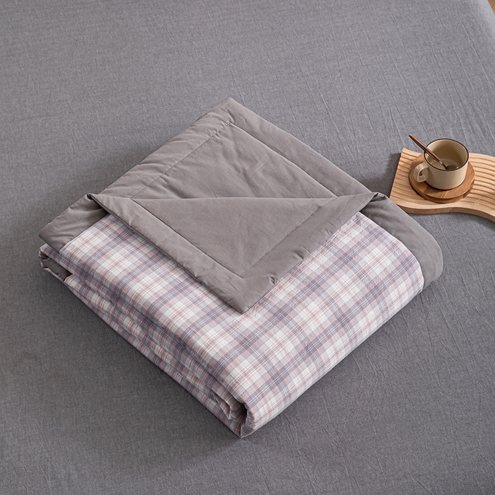91家纺网 家纺一手货源 找家纺 吾诺 2025 全棉色织水洗棉夏被大豆夏被四件套被子被芯空调被夏凉被 雅调灰