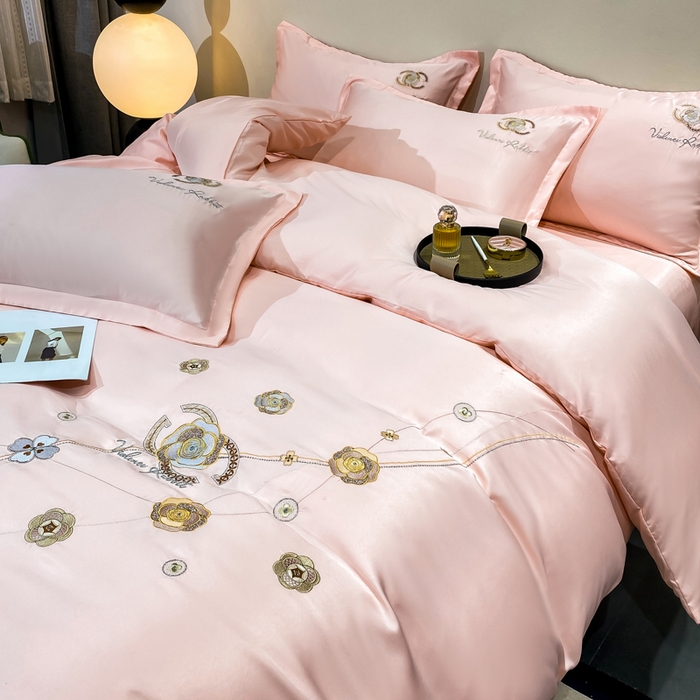 91家纺网 家纺一手货源 找家纺 慧菲 2025新款轻奢水洗天丝四件套-伊恋 伊恋-粉