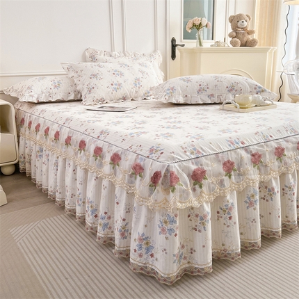 91家纺网 家纺一手货源 找家纺 （总） 十个点 2025新款全棉纯棉蕾丝花边床裙