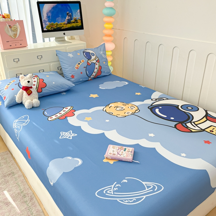 91家纺网 家纺一手货源 找家纺 金爱家2025新款全棉大版印花单品系列-纯棉太空人 单品-环游太空人