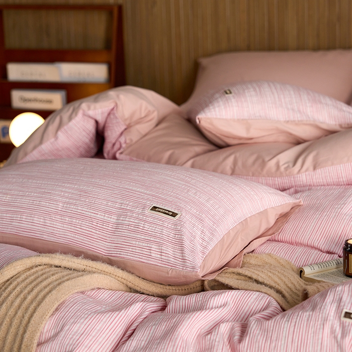 91家纺网 家纺一手货源 找家纺 安莱生活 2025 全棉立体色织提花四件套 摩卡粉