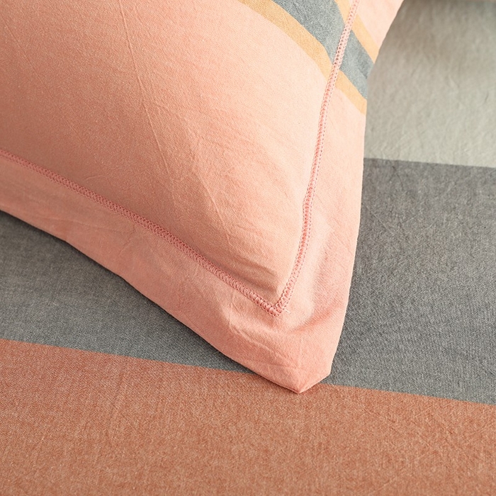 91家纺网 家纺一手货源 找家纺 木易家居 2025新款全棉色织水洗棉四件套莫兰迪-粉