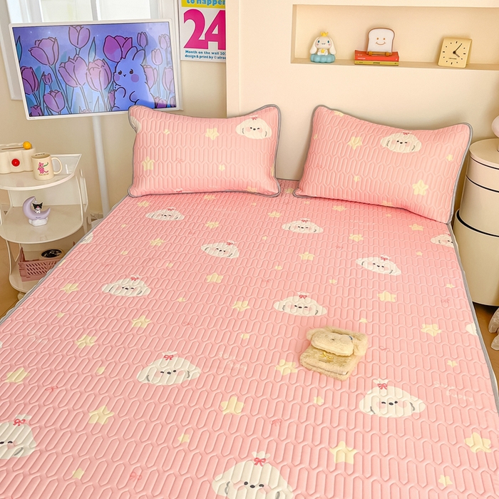 91家纺网 家纺一手货源 找家纺 川悦生活 2025新款小阪凉感丝印花凉席 星梦小狗