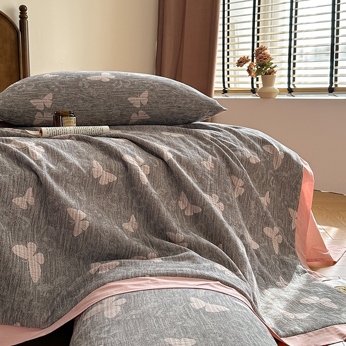 91家纺网 家纺一手货源 找家纺 （总）吾诺 2025 全棉色织提花三层纱大豆夏被全棉夏被子被芯空调被夏凉被