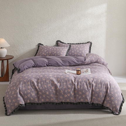 2025新款A类纯棉双层纱皱皱纱花边四件套（复古风） 伊人诺兰