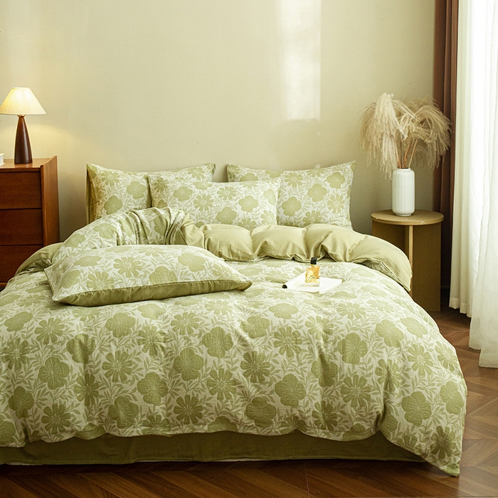 91家纺网 家纺一手货源 找家纺 2025新款A类全棉三层纱四件套 春风得意