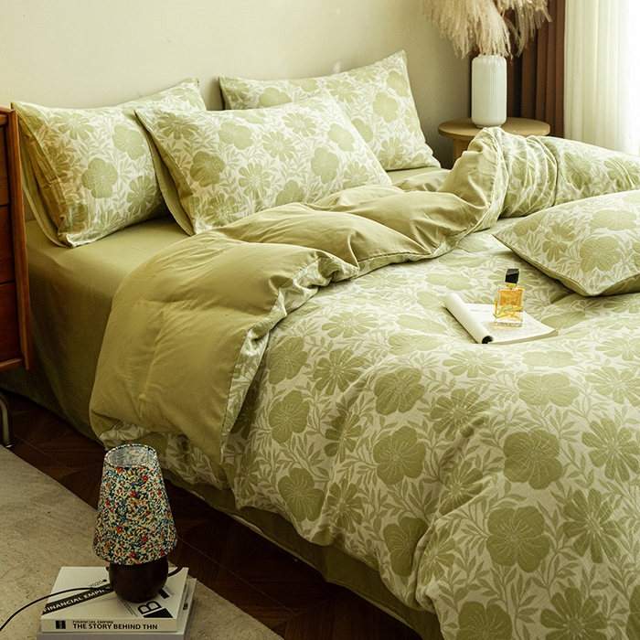 91家纺网 家纺一手货源 找家纺 2025新款A类全棉三层纱四件套 春风得意