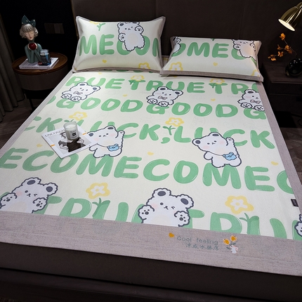 摩妮卡 2025新款数码印花冰藤席床席款三件套 可多熊