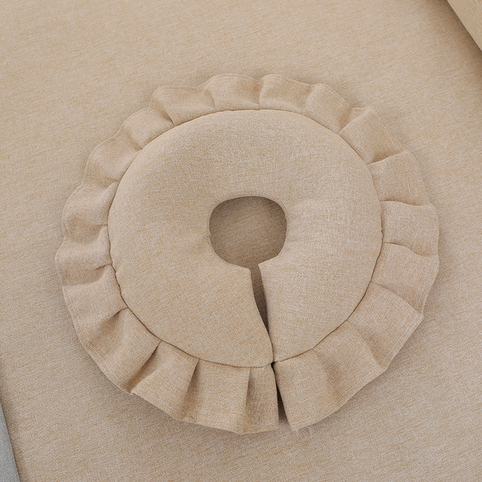 91家纺网 家纺一手货源 找家纺 芙怡 2025春夏新款8026款棉麻绒美容床罩四件套-山茶花系列 山茶花-米黄