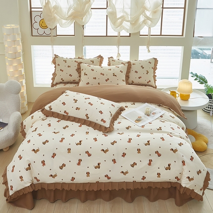 91家纺网 家纺一手货源 找家纺 美之润家纺2025新款针织夏被床盖印花四件套 美拉小腊肠