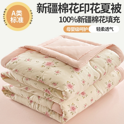 91家纺网 家纺一手货源 找家纺 （总）易博 2025新款100% 棉花小清新双层纱新疆棉夏被夏凉被空调被棉花被（带买家秀）