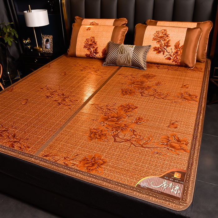 91家纺网 家纺一手货源 找家纺 苏迪凉席竹席2025新款竹席凉席冰丝席碳化双面印花藤草席 蝶舞飞扬