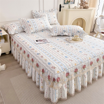  十个点 2025新款全棉纯棉蕾丝花边床裙 云梦星河