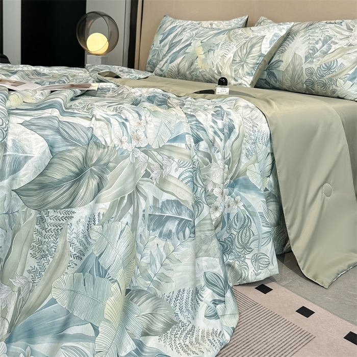 91家纺网 家纺一手货源 找家纺 笙意家纺  2025新款水洗真丝数码印花暗盒款夏被 清墨