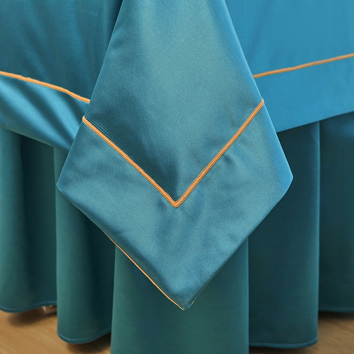 91家纺网 家纺一手货源 找家纺 芙怡 2025春夏新款8028款冰丝绒美 容床罩-一字绣系列 一字绣-宝蓝