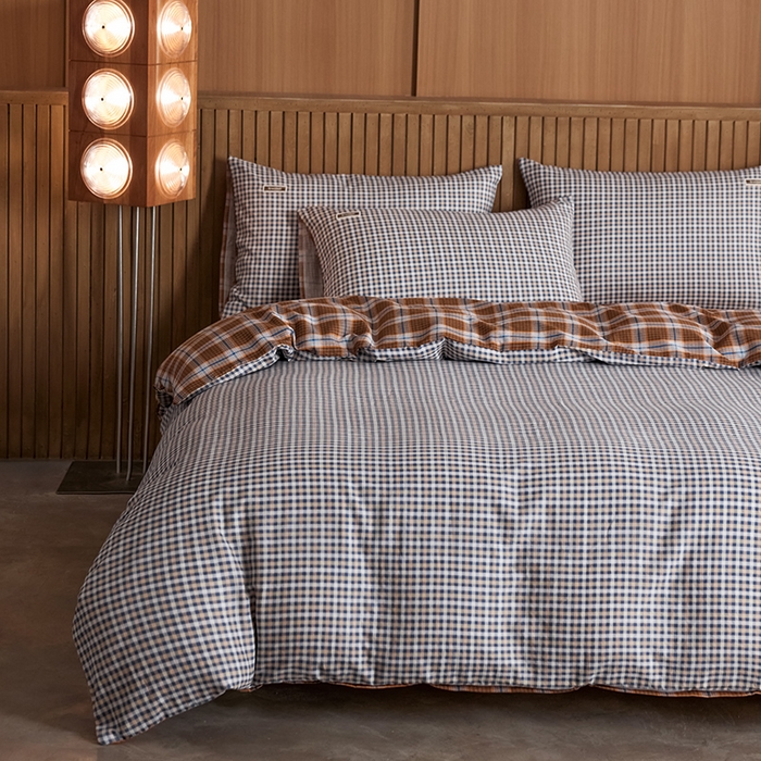 91家纺网 家纺一手货源 找家纺 安莱生活 2025 全棉双层纱苏格兰格纹系列四件套 牧人格