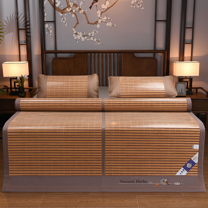 91家纺网 家纺一手货源 找家纺 苏迪凉席竹席2025新款竹席凉席冰丝席碳化双面印花藤草席 草本--北欧风情