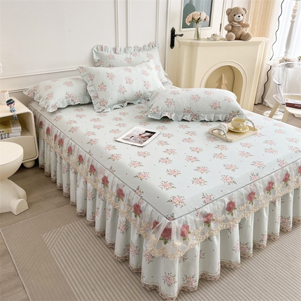  十个点 2025新款全棉纯棉蕾丝花边床裙 嫣语-兰